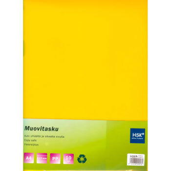 Muovitasku keltainen A4 0,12 mm pp 10 kpl/pussi tuotekuva1