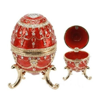 Emali/kultarasia Fabergé 10 cm punainen tuotekuva1