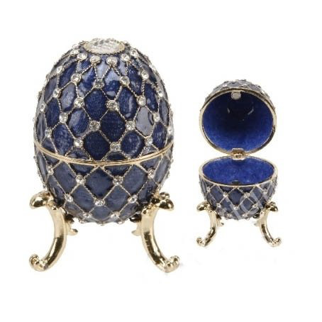 Emali/kultarasia Fabergé 10 cm sininen tuotekuva1