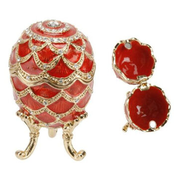 Emali/kultarasia Fabergé 6 cm punainen tuotekuva1