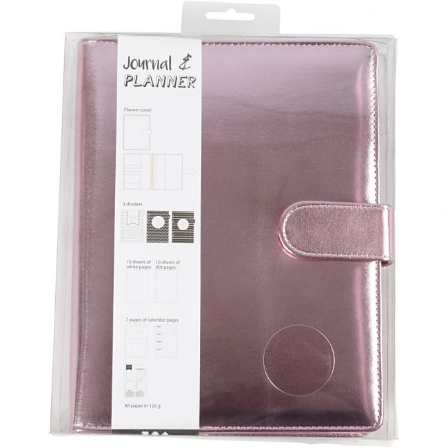 Journal planner, 19x23,5x4 cm, rosa, rengasmekanismi tuotekuva2