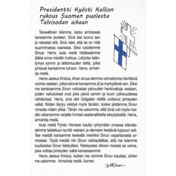 Presidentti Kyösti Kallion rukous Suomen puolesta Talvisodan aikaan HSK023 tuotekuva1