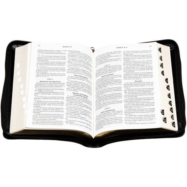 Pyhä Raamattu, reunahakemisto, kultasyrjä, vetoketju, musta, 33/38, tuotekuva2