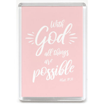 Magneetti, With God all things are possible (roosa) tuotekuva1