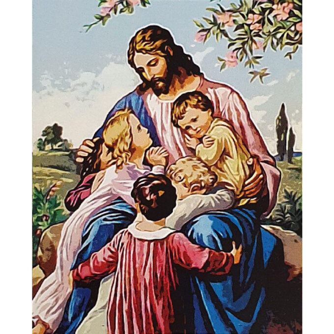 Pyhäkoulukuva Jeesus ja lapset 10 kpl tuotekuva1