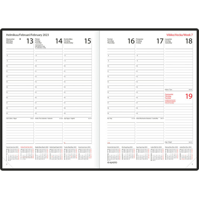 Futura Midi, musta 2023 pöytäkalenteri tuotekuva2