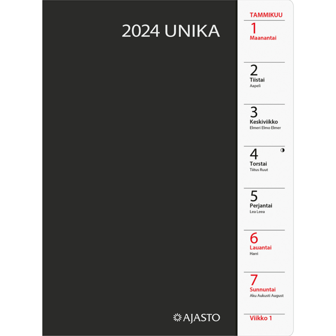 Unika 2024, musta (pöytäkalenteri) tuotekuva1