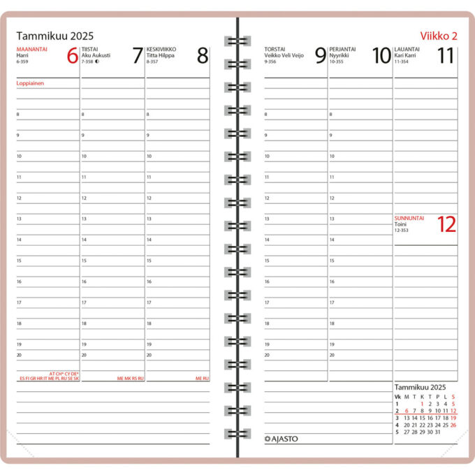 Agenda, ruusukulta 2025 (taskukalenteri) tuotekuva2