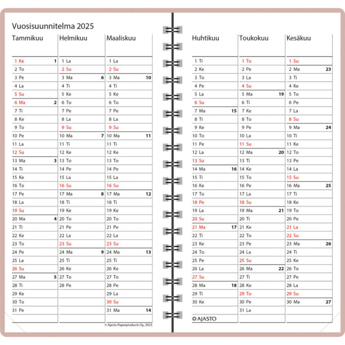 Agenda, ruusukulta 2025 (taskukalenteri) tuotekuva3