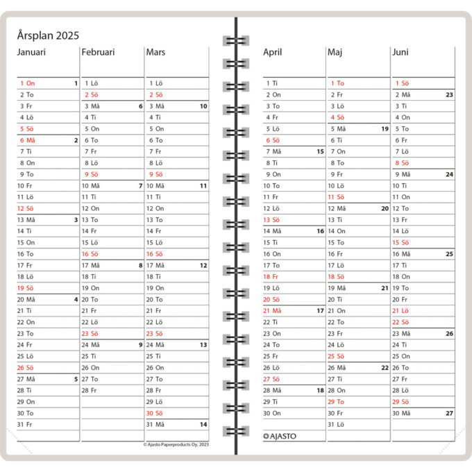 Agenda, svenskspråkig, silver 2025 (taskukalenteri) tuotekuva3