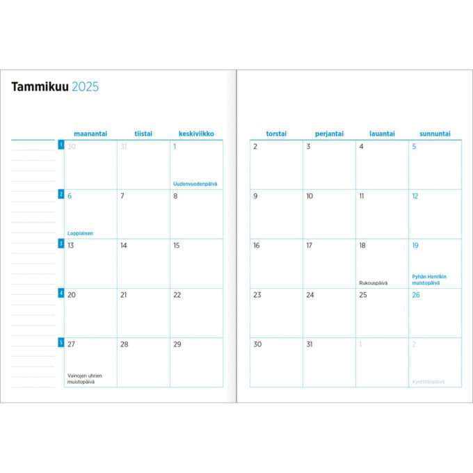 Color A6, sininen 2025 (taskukalenteri) tuotekuva3