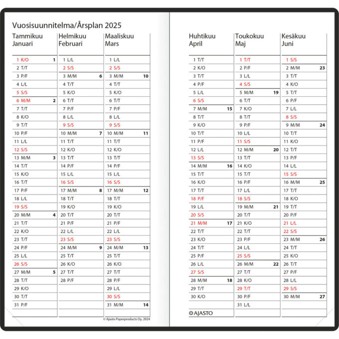 Futura 7, musta 2025 (taskukalenteri) tuotekuva3