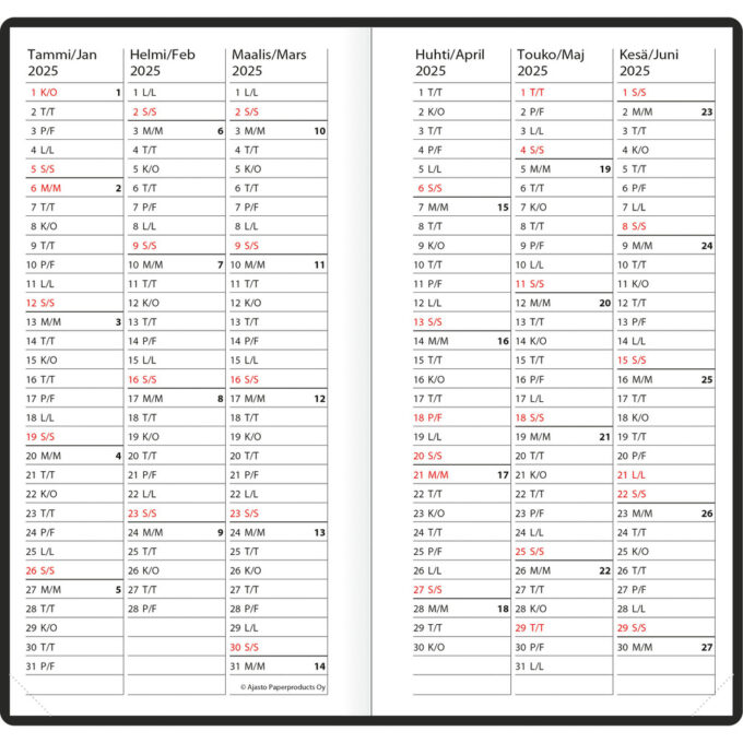 Hermes Nova, musta 2025 (taskukalenteri) tuotekuva3