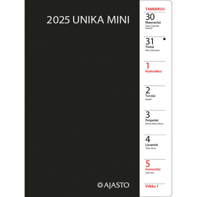 Unika mini, musta 2025 (taskukalenteri) tuotekuva1