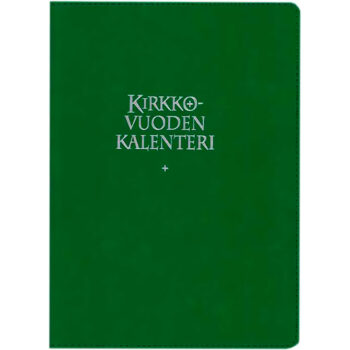 Kirkon viikkokalenteri 2025 + metsänvihreät pujotuskannet, kynäpidike tuotekuva1