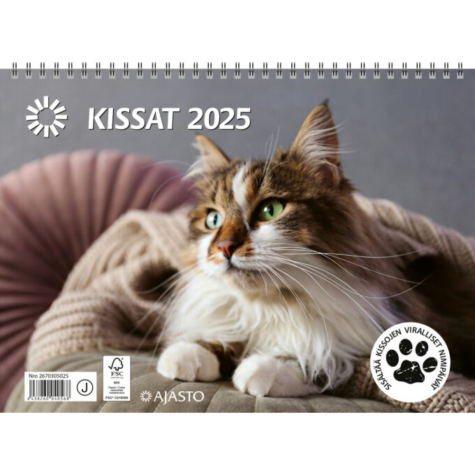 Kissat 2025 (seinäkalenteri) tuotekuva1