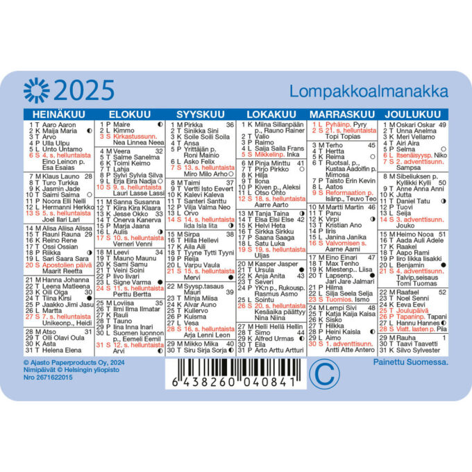 Lompakkoalmanakka 2025 tuotekuva2