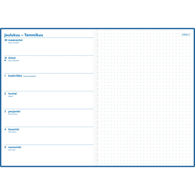 Note A5, sininen 2025 (pöytäkalenteri) tuotekuva2