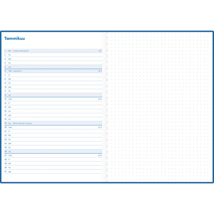 Note A5, sininen 2025 (pöytäkalenteri) tuotekuva3