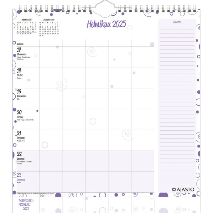 Perhemuistikko Ihana 2025 (seinäkalenteri) tuotekuva2