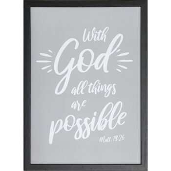 Taulu - With God all things are possible (harmaa) tuotekuva1