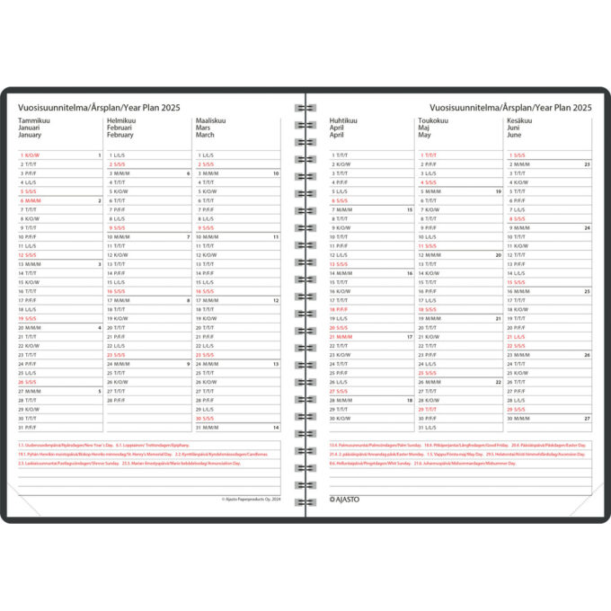 Wega Plus, musta 2025 (pöytäkalenteri) tuotekuva3