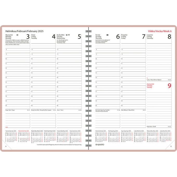 Wega Plus, ruusukulta 2025 (pöytäkalenteri) tuotekuva2