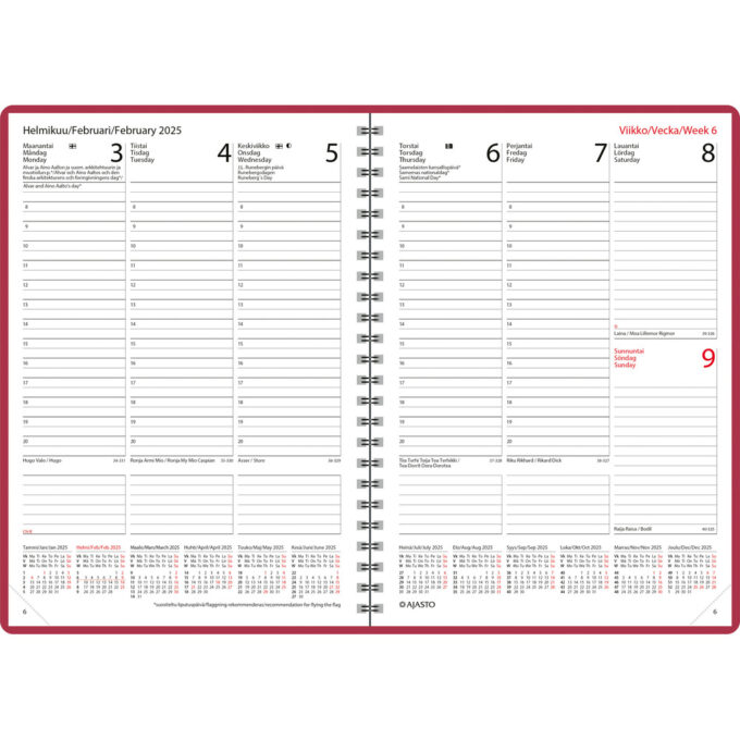 Wega, punainen 2025 (pöytäkalenteri) tuotekuva2