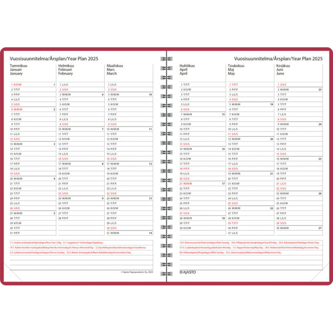 Wega, punainen 2025 (pöytäkalenteri) tuotekuva3