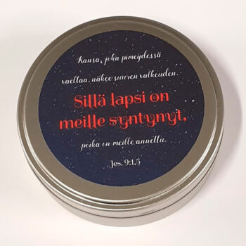 Mannakortit peltirasiassa - Sillä lapsi on meille syntynyt (man9) tuotekuva1